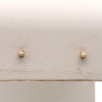 Aretes de diamantes naturales de oro de 14k atornillados pequeño niño bebé Foto 1 de 4