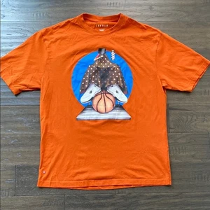 JORDAN T-Shirt Mens Sz Large Orange Artist Series Darien Birks Barber Shop - Picture 1 of 6