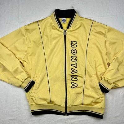 Chaqueta deportiva de diseñador Montana vintage años 70 48 amarilla con cremallera Foto 1 de 4
