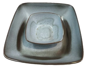 FRANKOMA POTTERY Woodland Moss Blue Dip Bowl 5NS Chip Bowl 8.25” Dip Bowl 4.25” - Picture 1 of 4