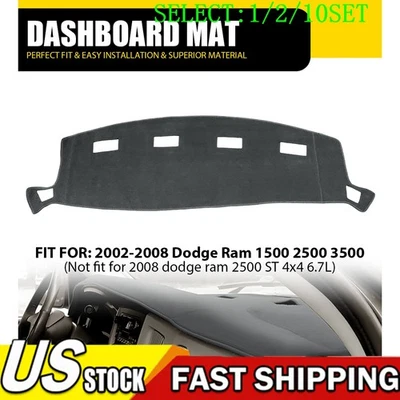 Alfombrilla de tablero gris cubierta de tablero alfombra para Dodge Ram 1500 2500 3500 2002-05 1~10X Foto 1 de 4