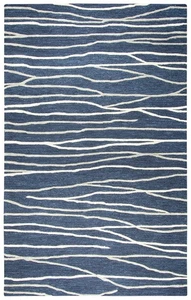 2x8 Rizzy Rugs Blue Lines Jagged Corners Striped Runner ID970A - Aprx 2' 6" x 8' - Picture 1 of 2