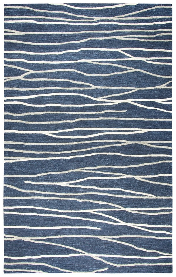 2x8 Rizzy Rugs Blue Lines Jagged Corners Striped Runner ID970A - Aprx 2' 6" x 8' - Image 1 of 2