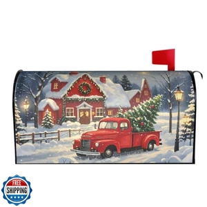 Christmas Large Mailbox Covers Magnetic Oversized Red Truck House Xmas Winter - Picture 1 of 5