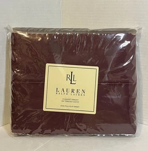 Lauren Ralph Lauren Classic FULL FLAT Sheet Currant NEW Deep Red Burgundy 350 - Picture 1 of 6