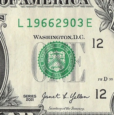 MARCH 29 1966 Birthday Fancy Serial Number Date Note One Dollar Bill 03 29 1966 - Image 1 of 4