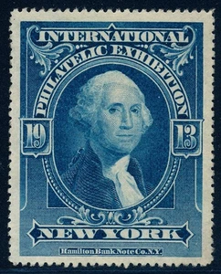 US International Philatelic Exhibition NY 1913 Poster stamp Cinderella BLUE MNG - Picture 1 of 4