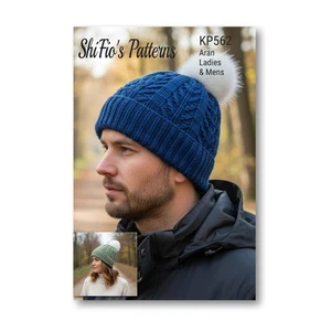 Strickanleitung für Herren Aran Beanie Mütze (Damengröße enthalten) KP562 - Bild 1 von 9