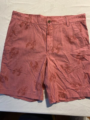 Pantalones Cortos Carga IZOD Agua Salada Grande Estampado Langosta Frente Plano Talla 34 Rosa Foto 1 de 4