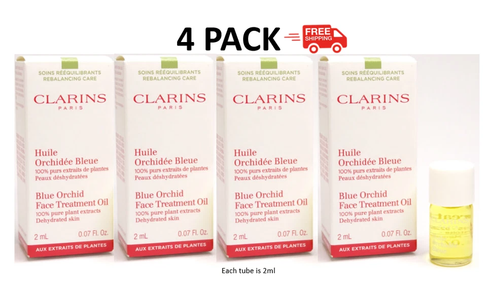 Aceite de tratamiento facial Clarins Blue Orchid paquete de 4 8 ml en total nuevo en caja Foto 1 de 1