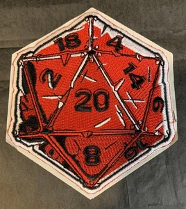 Dungeons and Dragons D&D D20 Würfel Aufnäher 4 x 3,5" in Sticker Rückseite zum Aufkleben - Bild 1 von 3