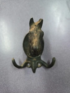 Schwarz Gusseisen Pferdekopf Reiter Wandhaken Patina Cottagecore Bauernhaus 4" - Bild 1 von 4