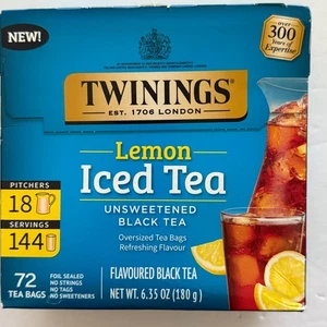 Twinings Lemon Iced Tea Bags, 72 Ct Oversized, Foil Sealed NEW - Picture 1 of 4