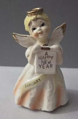 Vintage January happy new year Birthday Girl Angel Figurine Japan - Image 1 of 4