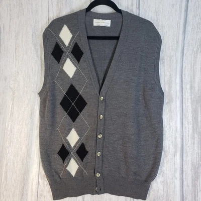 Chaleco de lana Clark & Gregory para hombre Merino Argyle gris L Hawick Inglaterra Foto 1 de 4
