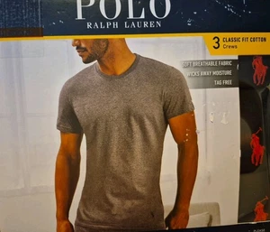 New Ralph Lauren Polo 3 Pack Black Cotton Classic Fit Crew Under T-shirts Large - Picture 1 of 10
