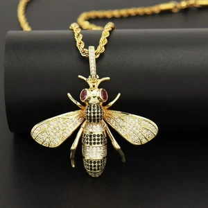 Herren Edelstahl Hip-Hop Gold Biene Halskette Anhänger Schmuck Großhandel Geschenk - Bild 1 von 7