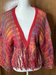 Adora Regenbogen Strickjacke mit Quasten Größe M Crop Puffärmel - Bild 1 von 13