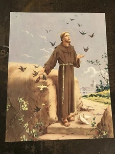 St Francis Colored Lithograph RELIGIOUS- Catholic 7-1/2” x 9-1/2” - Picture 1 of 1
