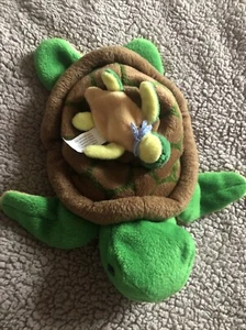 Vintage Playmates 1997 Beanfuls Beanie Soft Turtles 9” Mum With Baby. - Picture 1 of 7