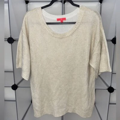 Suéter tejido manga corta cuello redondo beige metálico talla L Ivanka Trump para mujer Foto 1 de 4