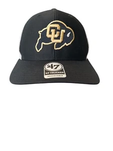 Colorado Buffaloes NCAA '47 Brand Black Trucker Mesh Adjustable Snapback Hat - Picture 1 of 8