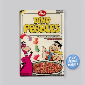 DINO PEBBLES CEREAL - 2" x 3" FRIDGE MAGNET (retro vintage box art flintstones) - Picture 1 of 3