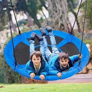 48'' Saucer Tree Swing Set Adjustable Ropes Round Tree Swing for Children Blue  - Picture 1 of 24