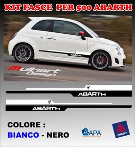 ADHÉSIFS STICKERS ABARTH 500 BANDES LATÉRAL NOIR - BIANCO - Imagen 1 de 1