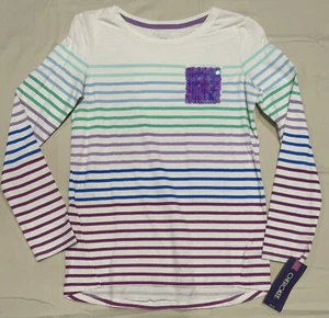 New Cherokee Striped Shirt Long Sleeves Girls size XL (14-16) Sequin Pocket - Picture 1 of 2