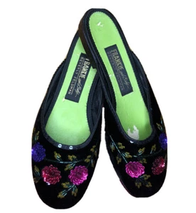 Frankie And Baby Velvet Floral Sequin Flats Women’s 8 Vtg - Picture 1 of 7