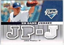 2009 Upper Deck Jake Peavy (Padres) UD Game Jersey Relic Card No. GJ-JP