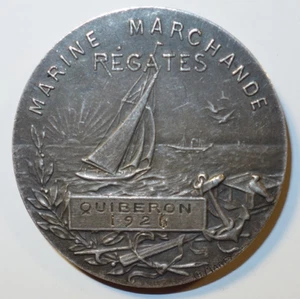Médaille argent Marine Marchande, Régates, Quiberon 1926, Rare !! - Picture 1 of 2