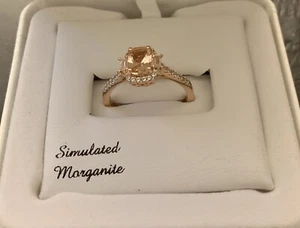 Ring Sterling Silver 925 Simulated Morganite Size 7 - Picture 1 of 2