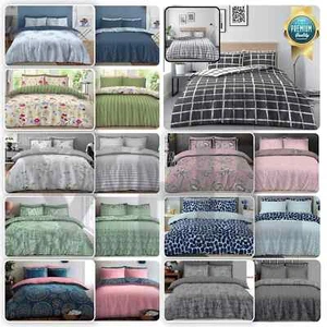 PRINTED DUVET COVER Reversible Bedding Set Single Double King Size Pillowcase UK - Picture 1 of 81