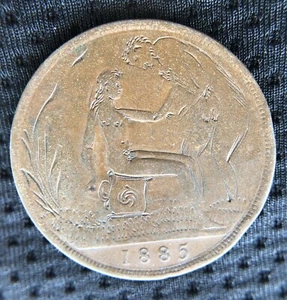 Dólar erótico para ir al baño 1885 centavo inglés tallado por expertos hombre desnudo mujeres en maceta - Imagen 1 de 2