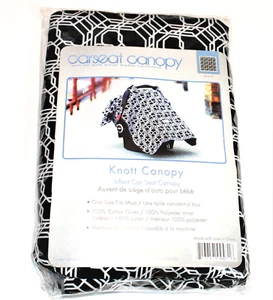 Carseat Canopy Infant Baby Car Seat Cover Black White Gray Knot Pattern & Minky - Picture 1 of 6