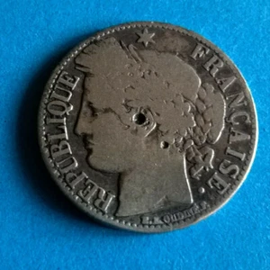 Pièce de Monnaie 1 Franc Argent Cérès 1872 A OUDINE - Foto 1 di 2