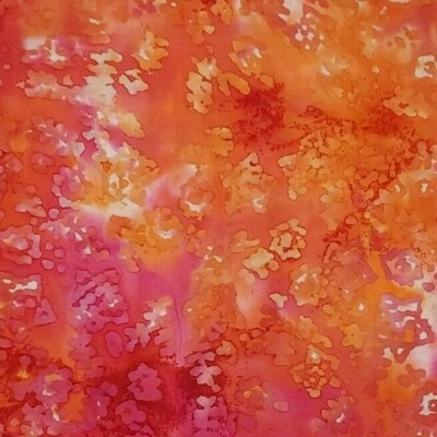 Cotton BATIK Fabric Fuchsia Orange Red Pink HALF YARD BTHY - Image 1 of 2