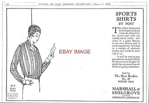 WK1 Werbung für MARSHALL & SNELGROVE Sportshirts per Post 1916 Druckanzeige 734/76 - Bild 1 von 1
