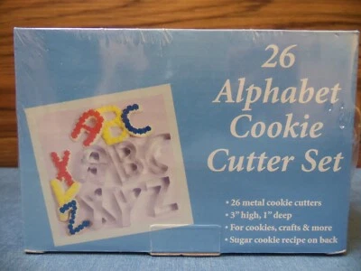 Juego de cortador de galletas de alfabeto de metal 26 piezas 3"" de alto 1” masa Play Doh sellada profunda Foto 1 de 4