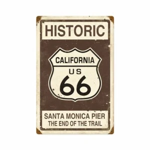 HISTORIC ROUTE 66 CALIFORNIA SANTA MONICA PIER 18" HEAVY DUTY USA METAL SIGN - Picture 1 of 1