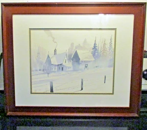 Schönes T. Haverfield signiertes Winterlandschaft Aquarell mattiert und gerahmt - Bild 1 von 9