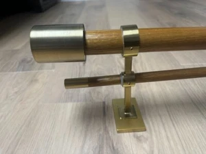 NEW West Elm Mid-Century Double Curtain Rod - Natural Oak/Antique Brass - Picture 1 of 2
