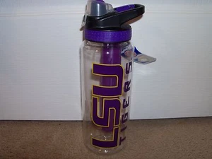 LSU Tigers 32 oz Cool Gear Tritan Bottle with Lid & Freeze Gel Stick - Picture 1 of 3