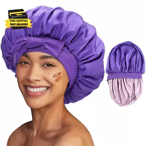 Silk Bonnet for Sleeping Women, Double Layer Satin Hair Bonnet Cap with Tie Band - Picture 1 of 8
