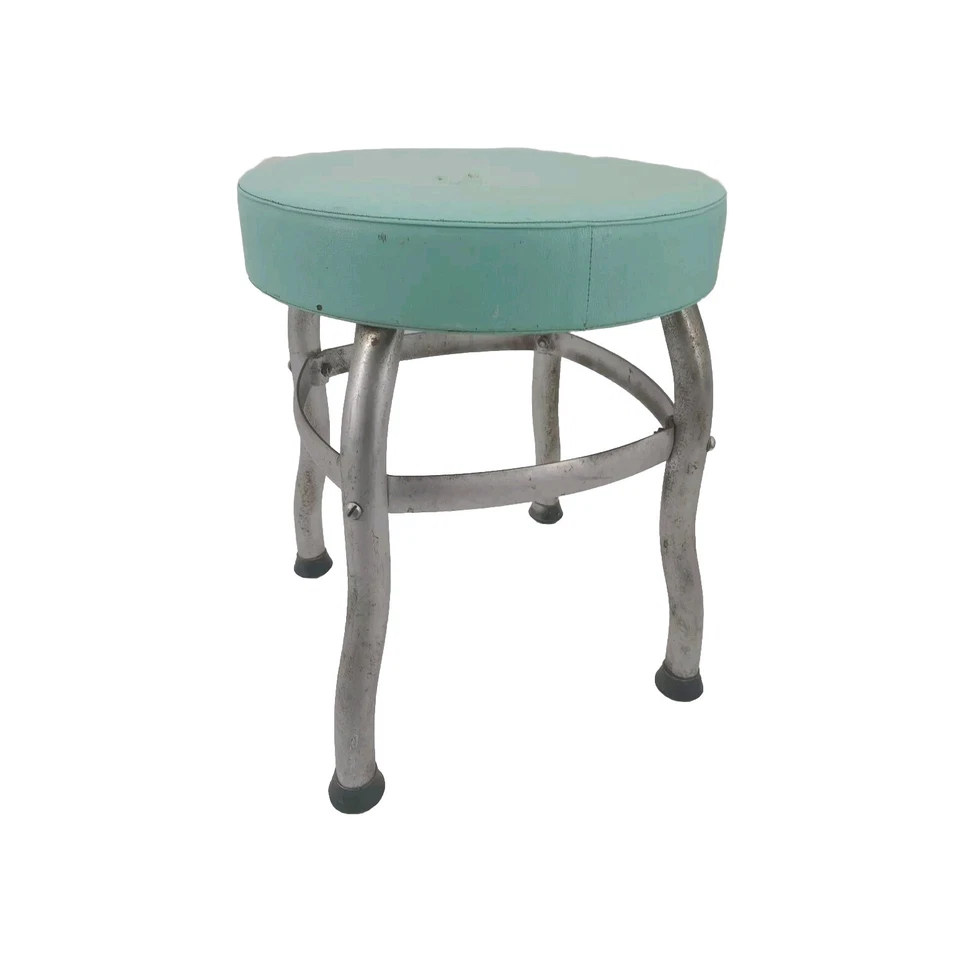 Taburete redondo vintage de tienda industrial   Foto 1 de 4