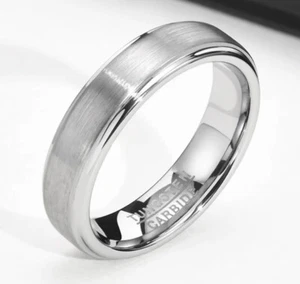 WOLFRAM / Carbid / Tungsten *** Schlichter Bandring, matt, 5 mm breit, Gr. 62 - Bild 1 von 5