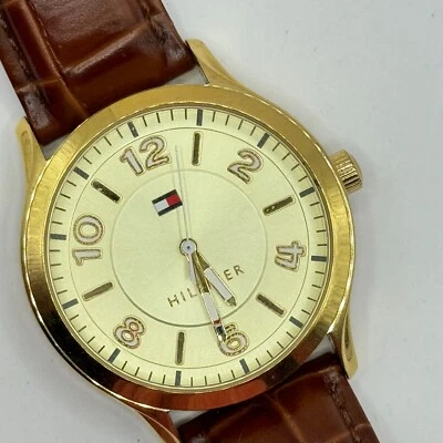 Tommy Hilfiger TH.244.3.38.1622 Watch Mens 38mm Gold Tone Brown Leather Analog - Image 1 of 4