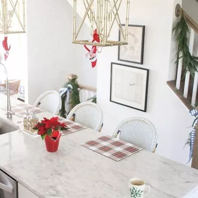 Pottery Barn Disney holiday PLAID placemat Stewart Santa Christmas party Red - - Image 1 of 4